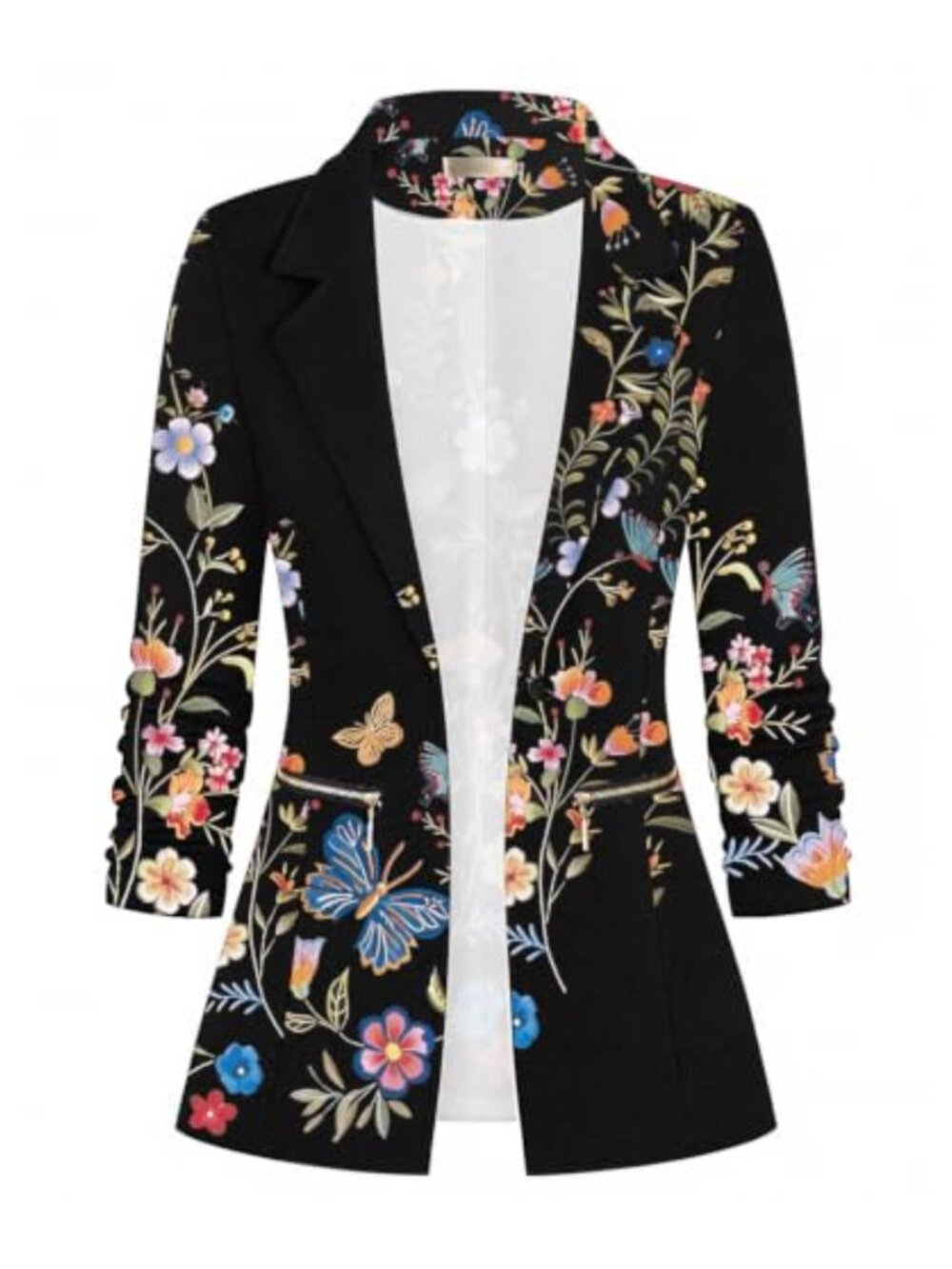 Women's Open Front Blazer Long Sleeve Business Casual Work Jacket with Pockets